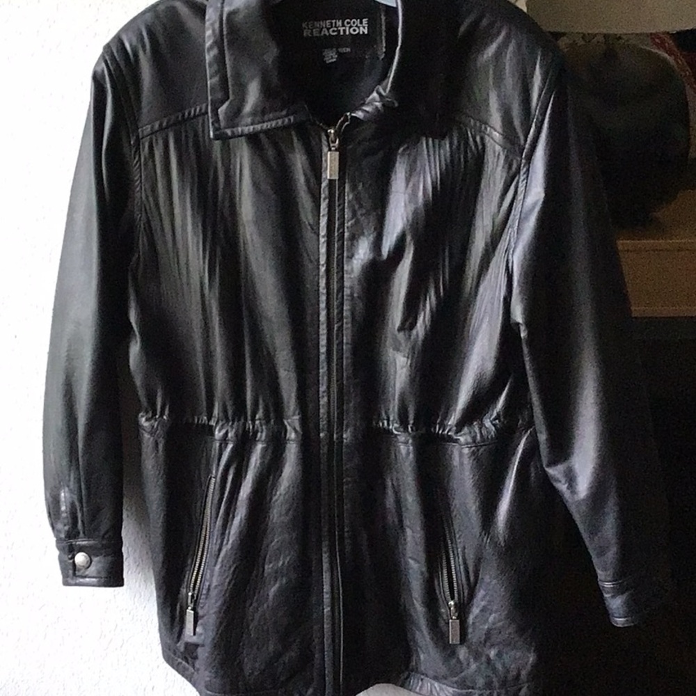 Kenneth Cole Reaction Black Leather Jacket